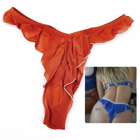 We Are HAH x Free People Fly Girl Mesh Panty Bronze Thong Bikini New L - Picture 1 of 7